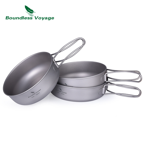 Boundless Voyage Outdoor Camping Picnic Ultralight 3pcs Titanium Bowl Pan  Plate Dish Set Cookware Tableware Dinnerware ► Photo 1/6