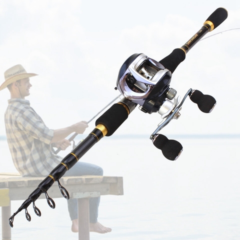  Carbon Rod M power lure 7g -28g 1.8M 2.1M 2.4M 2.7M Portable Telescopic Fishing Rod Casting Rod Casting Reels Set   ► Photo 1/6