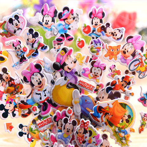 6-12 pcs/set Disney toy sticker Disney Frozen Mickey Pixar Car Disney Princess Sofia Toys Cartoon 3D Stickers girls boy Stickers ► Photo 1/6