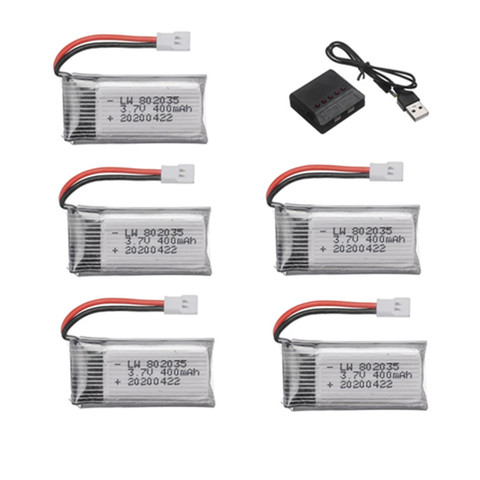 3.7V 400mAh Lipo Battery For X4 H107 H31 KY101 E33C E33 U816A V252 H6C RC Drone Spare Parts 3.7v 802035 Battery Charger Set ► Photo 1/3