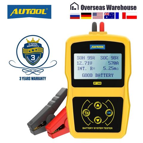 AUTOOL 12V Car Battery Diagnostic Tester BT360 Automotive Battery Tester Analyzer Vehicle CCA2400 Analyzer with Russia Polish ► Photo 1/6