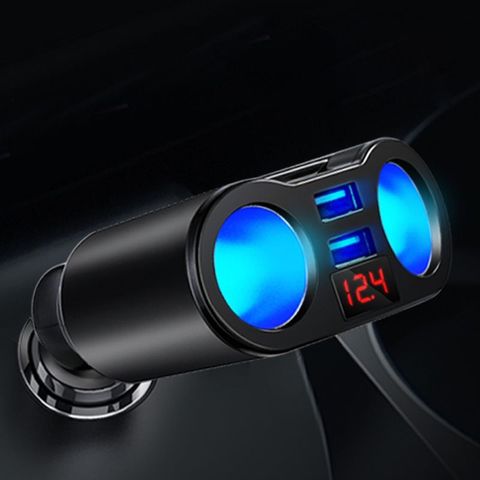 12V 24V Car 2 Way Power Socket Splitter QC3.0 Dual USB Charger LED Voltmeter For Mobile Phone Tablet GPS SUV Truck ► Photo 1/6