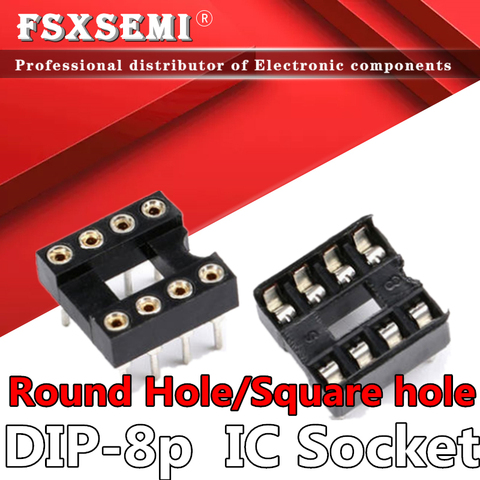 20pcs DIP-8 Round Hole Square hole 8 Pins 2.54MM DIP DIP8 IC Sockets Adaptor Solder Type IC Connector ► Photo 1/4