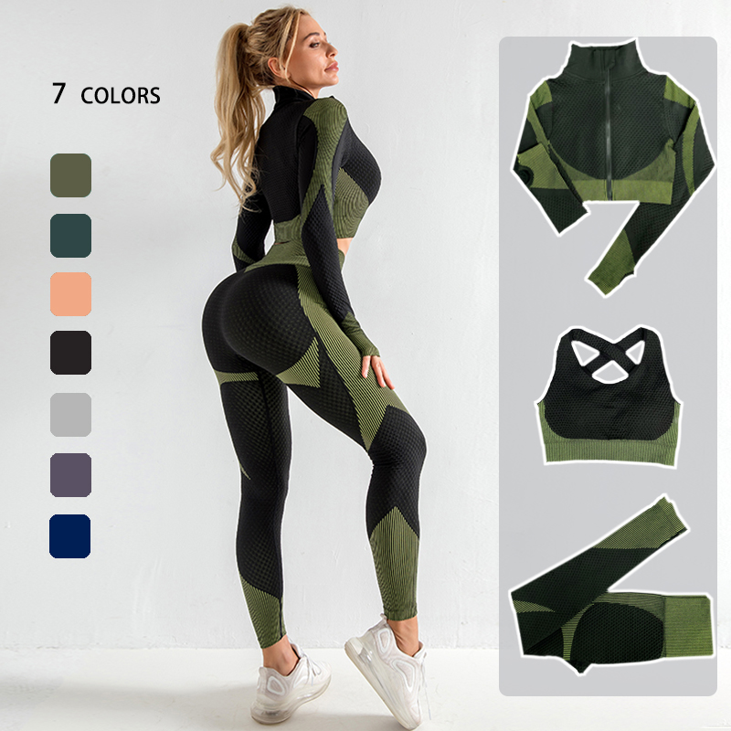 2pcs Yoga Set Sportswear Women Suit For Fitness Seamless Sports Sui
