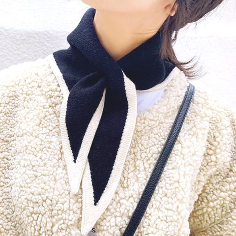 Autumn Winter Wool Knitted Simple Women's Sweet Nersatile Korean Triangle Cross Scarf Warm Soft Decorative Collar C59 ► Photo 1/6