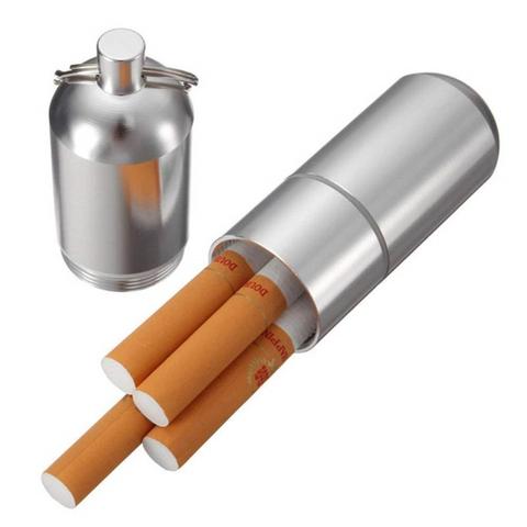 Mini Cigarette Holder Capsule Portable Aluminum Alloy Waterproof Round Pocket Box Pill Toothpick Case With Key Ring ► Photo 1/6