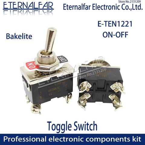 Bakelite E-TEN1221 High Quality Silver Contact DPST 12MM 15A 250V AC ON-OFF 4Pin Reset Rocker Toggle Slide Switch Waterproof ► Photo 1/5