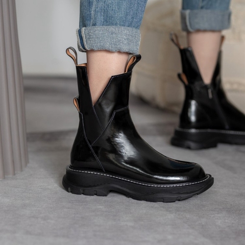 2022 new women shoes round toe platform martin boots women genuine leather ankle boots for women girls boots ► Photo 1/6