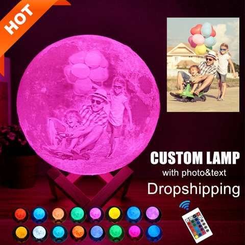 Photo/Text Custom Personality 3D Print Lamp Moon Touch Moon Light Rechargeable Bedroom LED Nightlight Home Decor Children Lamp ► Photo 1/1