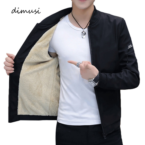 DIMUSI Men's Bomber Zipper Jacket Winter Male Fleece Warm Coats Casual Streetwear Hip Hop Slim Fit Pilot Jackets Mens Clothing ► Photo 1/6