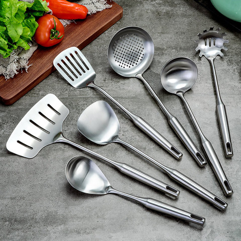 Premium Stainless Steel Cookware Kitchen Shovel Fish Turner Soup Spoon Pasta Server Strainer Cooking Tools Utensils Kitchenware ► Photo 1/5