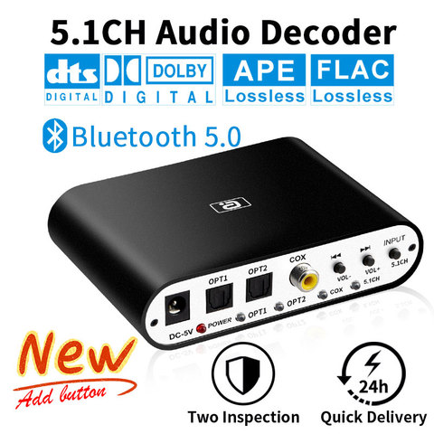 DA615 5.1CH Audio Decoder Bluetooth 5.0 Reciever DAC Wireless Audio Adapter Optical Coaxial AUX USB disk play DAC  DTS AC3 FLAC ► Photo 1/6