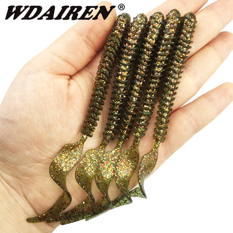 5Pcs Jig Wobbler Worm soft bait 10.5cm 3g  Fishing Lures Spiral Long Tail Swimbaits Artificial Rubber baits Bass Fishing Tackle ► Photo 1/6