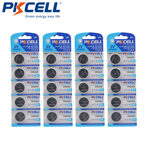 20Pcs/4Pack PKCELL CR2032 3V Lithium Button cell Battery 5004LC BR2032 DL2032 ECR2032 KECR2032, SB-T51  Lithium Batteries ► Photo 1/6