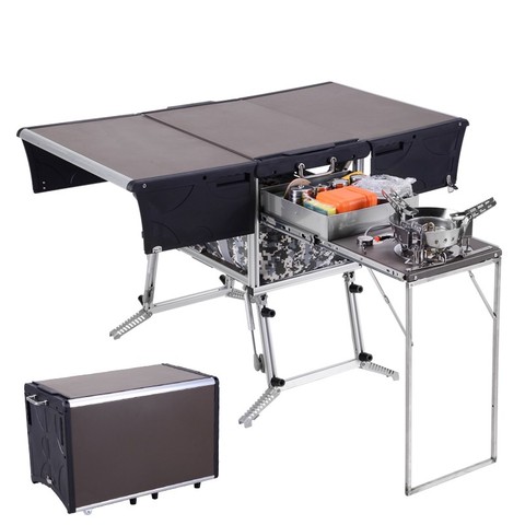 5-7 Person Outdoor Mobile Kitchen Foldable Outdoor Gas Stove Desk Hiking Camping Gas Burners Cooker Stove + Windshield C550 ► Photo 1/5