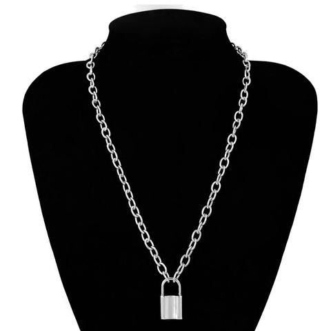 Fashion Punk Link Chain Gold and Silver color Padlock Pendant Necklace Women Trendy Punk Jewelry ► Photo 1/6