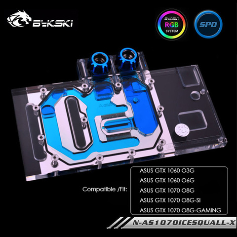 Bykski Water Cooling Block For ASUS GTX 1060 O3G O6G, GPU Cooler For ASUS GTX 1070 O8G/SI/GAMING, N-AS1070ICESQUALL-X ► Photo 1/6