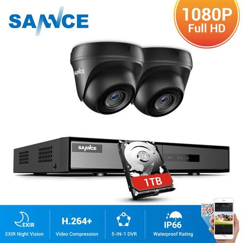 SANNCE 4CH CCTV System 1080P DVR 2PCS 2MP IR Weatherproof Outdoor Video Surveillance Home Security Camera System 8CH DVR Kit ► Photo 1/6