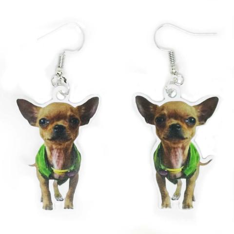 Chihuahua Dog Earrings Dangle Aluminum Animal Sit Charms NOT 3D Flat Double-Sided Earring Drop Xmas Friends Gift For Womens Men ► Photo 1/1