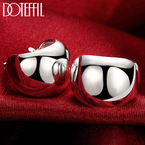 DOTEFFIL 925 Sterling Silver Smooth Egg Shape Hoop Earrings Cute Romantic Jewelry For Women Wedding Party Gift Wholesale ► Photo 1/6