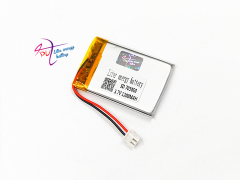 JST 2.54mm 2pin 703050 3.7V 1200mAh Lithium Polymer LiPo Rechargeable Battery connector 703048 For Mp3 MP4 GPS bluetooth camera ► Photo 1/5