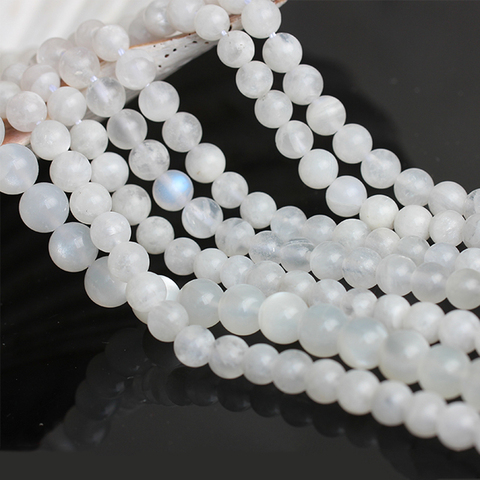AAA+ Natural White Moonstone Stone Round Loose  Beads for Jewelry Making DIY Bracelets 6/8/10mm Gems Beads ► Photo 1/6