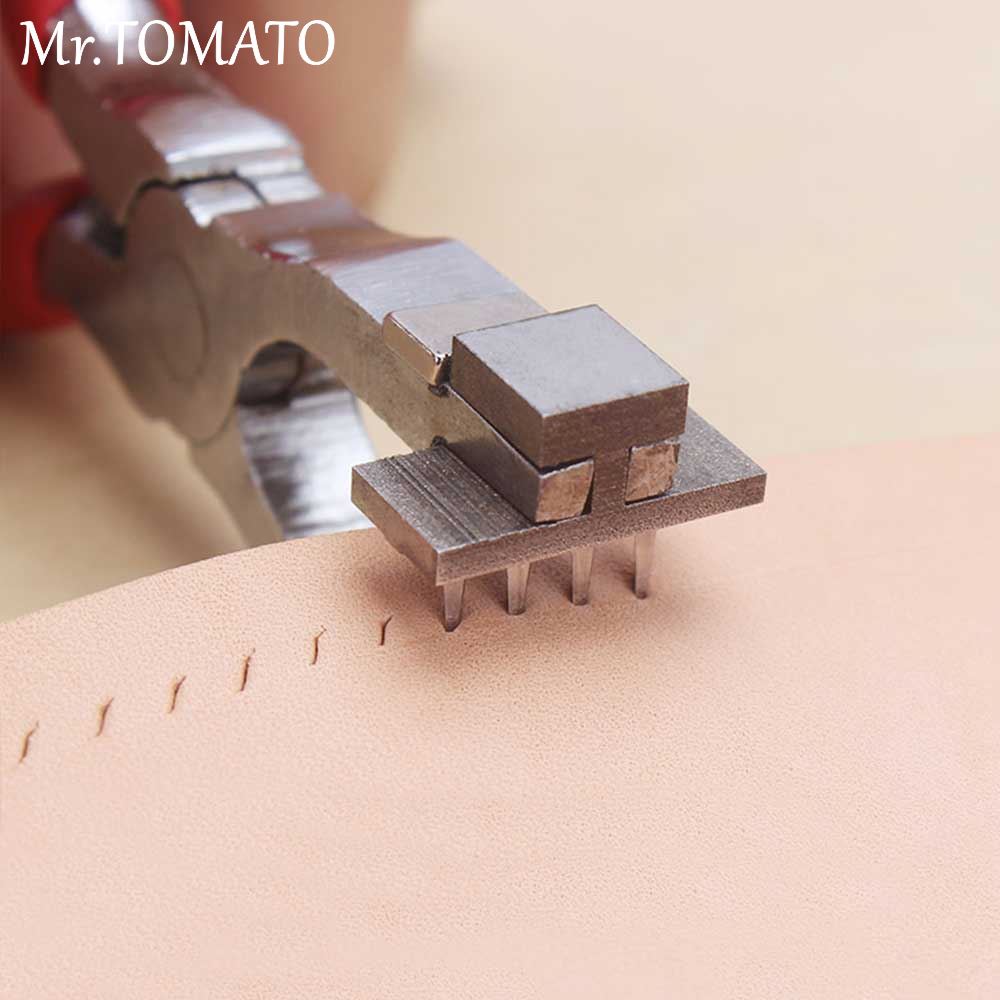 Leather Craft Hole Punch Tools Hand Held Silent Pliers Diamond Sewing Stitching Chisel Pricking Iron 4mm Spacing 2/4 Teeth ► Photo 1/6
