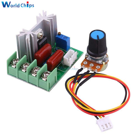 AC 50-220V 2000W Motor Speed Controller Board SCR Voltage Regulator Dimming Governor Module with Potentiometer ► Photo 1/6