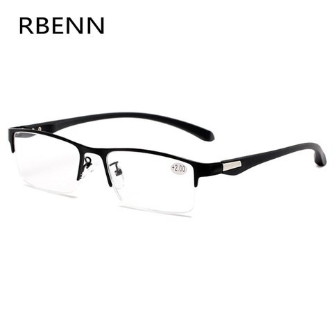 RBENN High Quality Business Reading Glasses Men Metal Frame Half Frame Presbyopic Glasses with Diopter +0.5 0.75 1.25 1.75 2.25 ► Photo 1/6