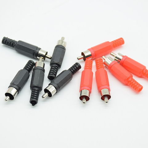 10pcs/lot 5red 5black Plastic lotus audio and video head RCA male welding head AV male plug lotus plug welding connector ► Photo 1/5