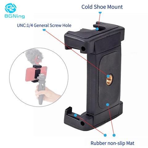 BGNing Updated Foldable Phone Mount Clip with Cold Shoe Live Broadcast Tripod Cell Phone Holder Stand for 5.7-10.4cm Smartphone ► Photo 1/6
