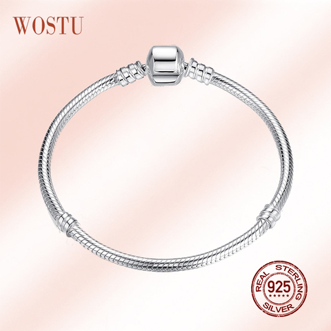 WOSTU Genuine 100% 925 Sterling Silver Original Bracelet Bangle Snake Chain For Women Wedding Hight Quality Jewelry 17-20cm ► Photo 1/6