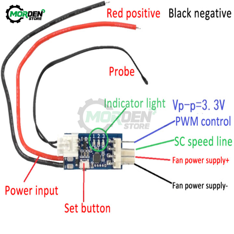 DC 5V 12V 2-4 Wire PWM Fan Temperature Control Speed Controller Governor Regulator 10/40cm Probe for PC Computer CPU Fan Cooler ► Photo 1/6