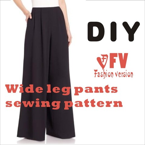 Wide leg trousers  Pants sewing pattern The trousers pattern(Not the pants)  elastic BCK-34 ► Photo 1/1