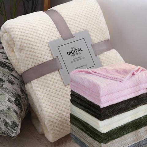 Flannel Fleece Throw Blanket Soft Blanket Solid Color Bedspread Plush Cover for Bed Sofa Christmas Gift Dropship ► Photo 1/6