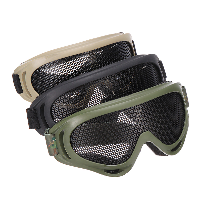 Tactical Military Metal Mesh Goggles Shooting Glasses Airsoft Protective Mask 