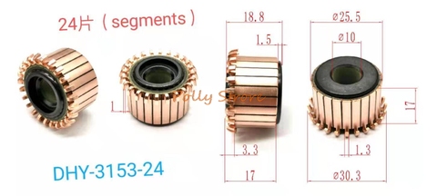 1PC 10*25.5*18.8mm 24P Teeth Copper Hook Type Electrical Motor Commutator DHY-3153-24 ► Photo 1/1