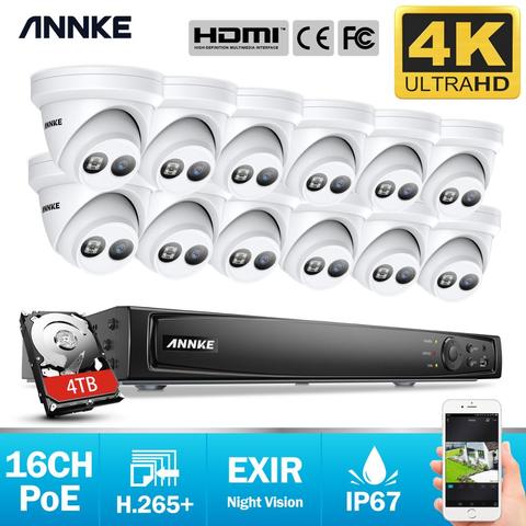 ANNKE 16CH 4K Ultra HD POE Network Video Security System 8MP H.265 NVR With 12X 8MP 30m EXIR Night Vision Weatherproof IP Camera ► Photo 1/6