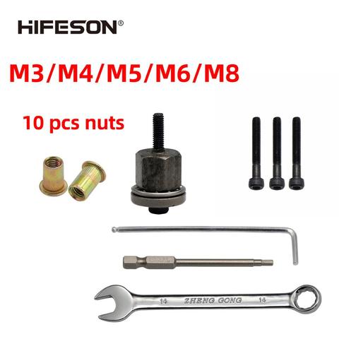 Hand Rivet Nut Gun Head with 10PCS Nuts Simple Rivet Nut Installation Manual Riveter Nut Tool Accessory for Nuts M3 M4 M5 M6 M8 ► Photo 1/6