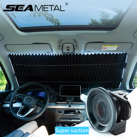 Retractable Windshield Sun Shade for Car Windshield Sunshades Blocks 99% UV Rays Sun Visor Protector for Auto Keep Vehicle Cool ► Photo 1/6