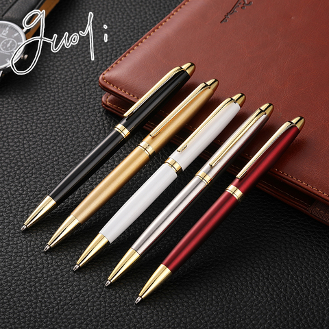 Guoyi A100 G2 424 Steel shell Ballpoint pen Metal high-end business office gifts and corporate logo customization signature pen ► Photo 1/6