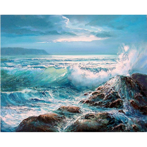 Oil Painting By Number Frame 60x80 On Canvas Seaside Landscape Coloring Drawing DIY Kits Picture By Number For Adults Home Decor ► Photo 1/6