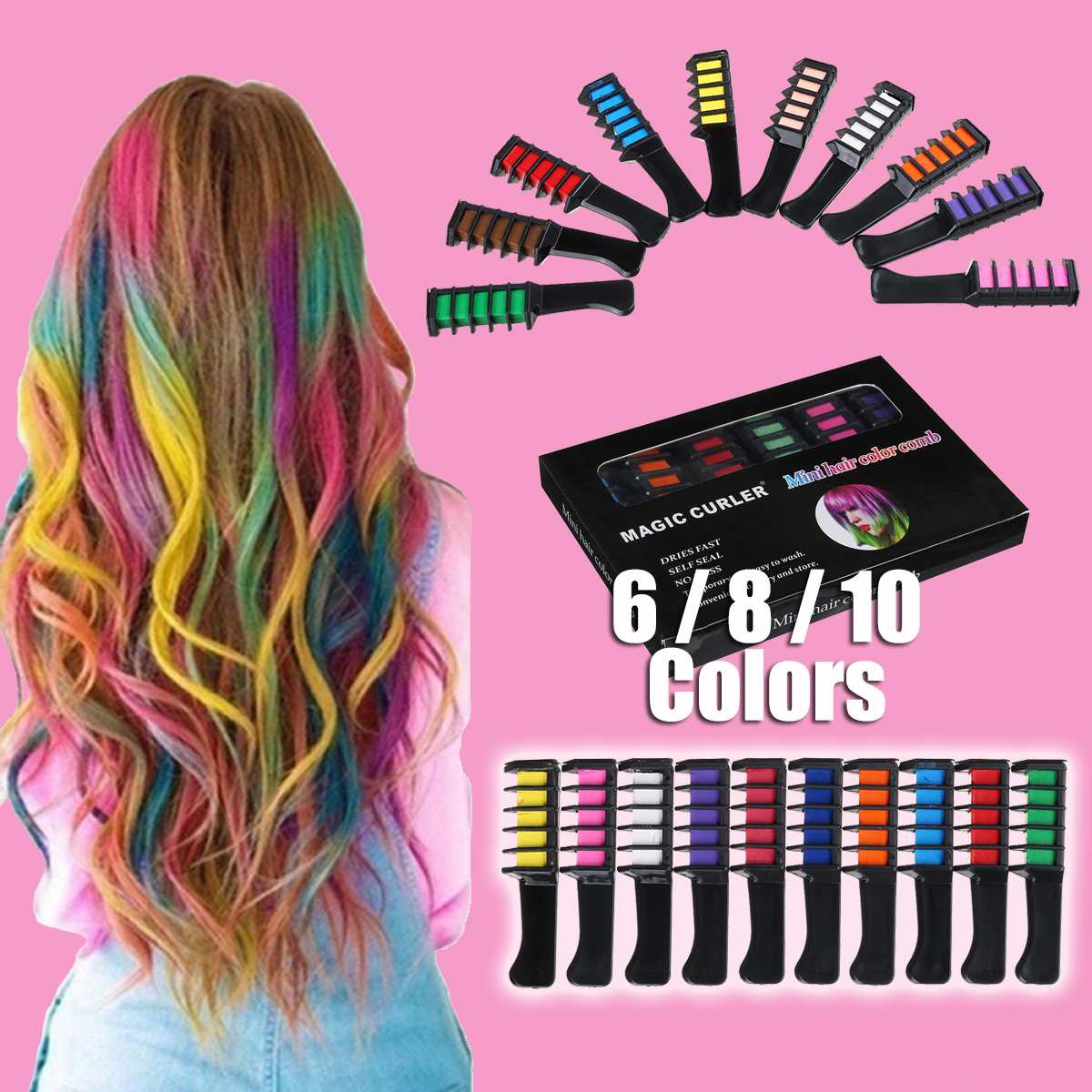 Buy Online 6 8 10 Color Set Temporary Hair Chalk Color Comb Dye Cosplay Washable Hair Color Comb For Party Makeup Alitools