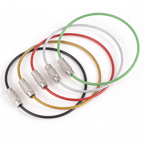 5PC Stainless Steel Wire Keychain Cable Rope Key Holder Keyring 5 Colors Key Chain Rings Women Men Jewelry ► Photo 1/6
