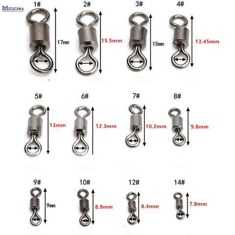 200 pcs Ball Bearing Rolling Fishing Swivel Solid Rings Sea Fishing Hook Connector Fishing Lure Copper Stainless Steel #1-#14 ► Photo 1/6