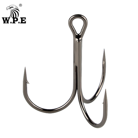 W.P.E 1pack/10-15pcs Treble Hook 4#-3/0# High-Carbon Steel Fishing Hooks Soft Lure Bass Fishing Tackle Round Barbed Fishhooks ► Photo 1/6