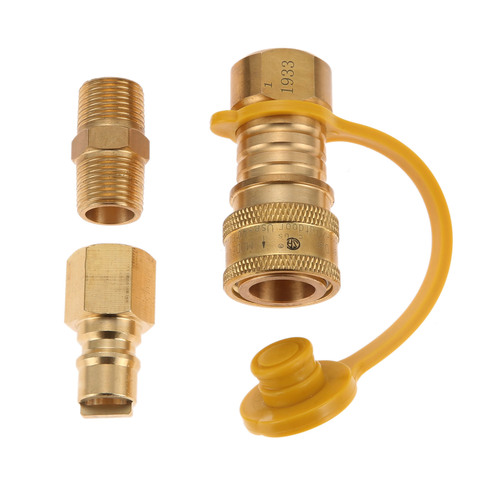 3/8 Inch Natural Gas Quick Connector Brass Propane Adapter Fittings For LP Gas Propane Hose Quick Disconnect For Grill ► Photo 1/6