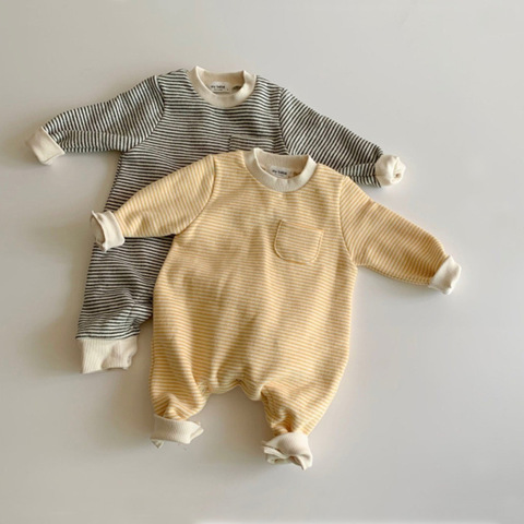 MILANCEL Autumn baby clothes striped infant girls boys jumpsuits simple style baby playsuit ► Photo 1/4