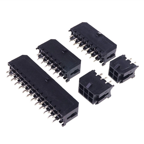 PCB Male Header Pin Vertical Through Hole 2 4 6 8 10 12 14 16 18 20 24 Circuits Cross Molex 43045 Micro-Fit 3.0 mm Dual Row ► Photo 1/6