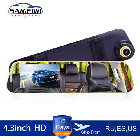 Full HD 1080P Car Dvr Camera Auto 4.3 Inch Rearview Mirror dash cam Digital Video Recorder Dual Lens Registratory Camcorder ► Photo 1/6